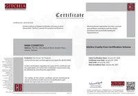 Baba Cosmetics Cruelty Free certificate