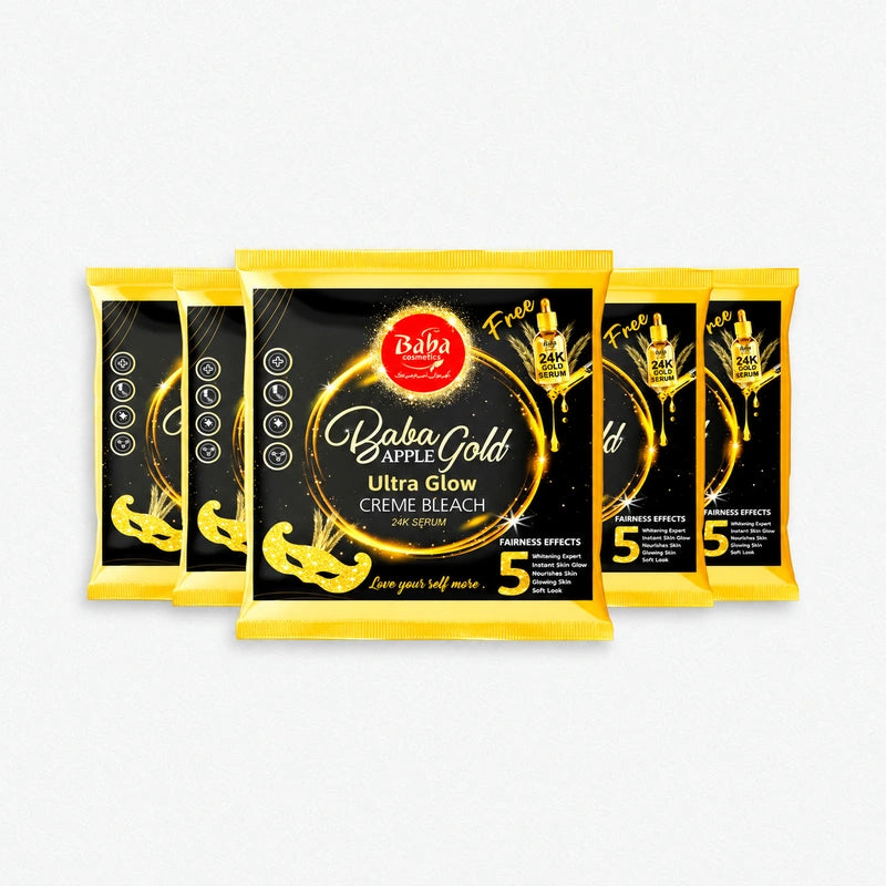 Baba Apple Gold Ultra Glow Creme Bleach with 24K Serum – 5 packs
